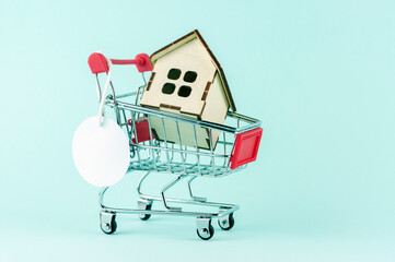 grocery cart and toy house concept sale