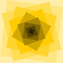 Minimalist Wall Poster Created With Yellow Squares. Minimalist Wall Décor. Black Hole With Squares.