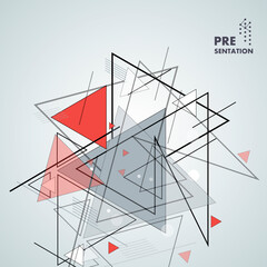 Poster - Abstract geometric background with triangles. Futuristic decoration cover template. Flat minimalistic poster style. Vector illustration