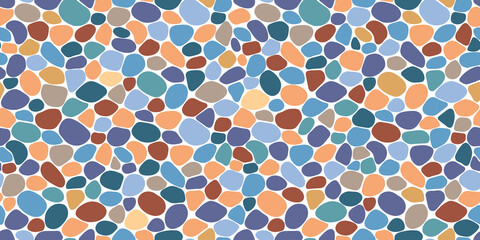 Fototapete - Pebble seamless backdrop vector illustration. Cute summer repeated background. Paving, shingle beaches template wallpaper print for interior designs, beauty, wrapping paper. Doodle sea stones pattern.