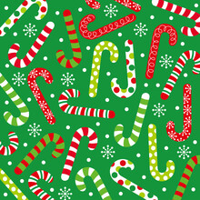 Christmas Seamless Pattern With Candy Cane