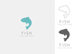 Fish icon silhouette. Fisheries logo symbol. Thin line logo concept in minimalism style. Vector illustration.