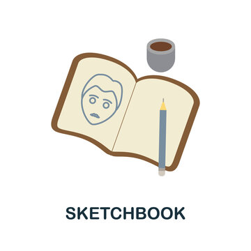 Sketchbook flat icon. Colored element sign from creative professions collection. Flat Sketchbook icon sign for web design, infographics and more.