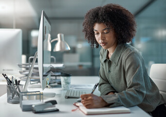 Aufkleber - Well noted. Shot of a young focused female agent working in a call centre taking notes.
