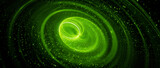 Fototapeta  - Green glowing spinning spreader abstract widescreen background