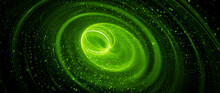 Green Glowing Spinning Spreader Abstract Widescreen Background