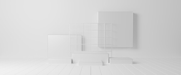 Wall Mural - abstract futuristic empty floor and room sci-fi corridor with light for showcase,room,interior,displ