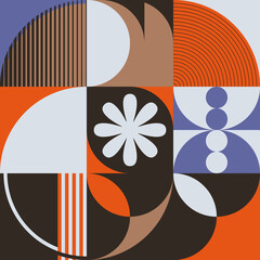 Aufkleber - postmodern aesthetics inspired vector graphic pattern made with abstract geometric shapes