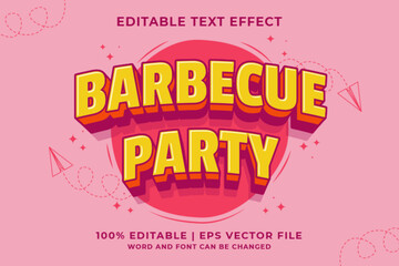 Wall Mural - Editable text effect Barbecue Party 3d Traditional Cartoon template style premium vector