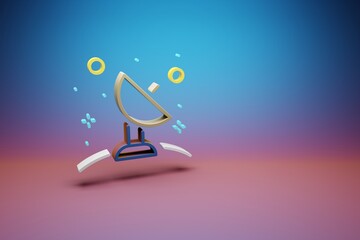 Poster - Beautiful abstract illustrations Satellite symbol icon on a bright colored background. 3d rendering illustration. Background pattern for design. Space exploration..