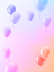 Aufkleber - Illuminated room with air balloons. 3d vector vertical banner with copy space
