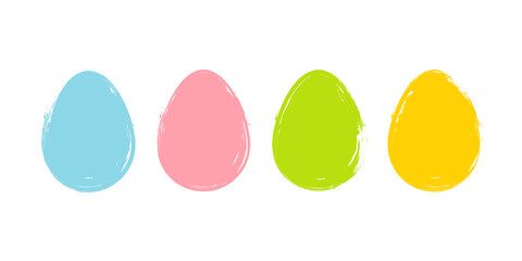 Poster - Color brush stroke easter eggs set. Holiday collection for easter celebrate greetings and invitations. Vector illustration.	