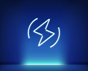 Aufkleber - Neon glowing lighting sign in dark illuminated interior. 3d style realistic vector illustration