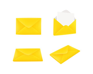 Aufkleber - Paper envelopes icons collection isolated on white background. 3d vector illustration