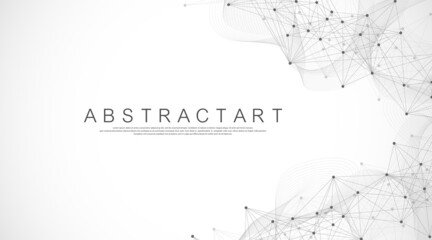 Technology abstract lines and dots connection background. Connection digital data and big data concept. Digital data visualization. Vector illustration