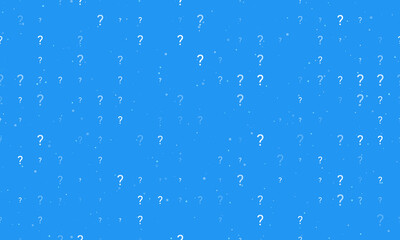 Wall Mural - Seamless background pattern of evenly spaced white question symbols of different sizes and opacity. Vector illustration on blue background with stars