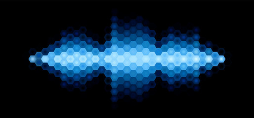 Canvas Print - Audio or music shiny sound waveform with hexagonal filter