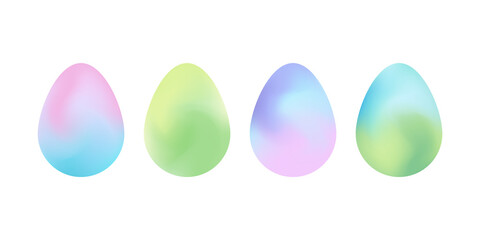 Poster - Set of easter eggs with blurred color gradient. Colorful gradient easter collection for your holiday graphic design. Vector illustration.