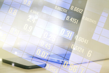 Aufkleber - Multi exposure of abstract statistics data hologram interface on computer background, computing and analytics concept