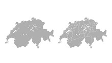 Switzerland Map Set Outline Vector Illustration. Stock Vector