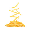 Falling of french fries isolated on white background.