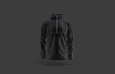 Canvas Print - Blank black windbreaker mock up, dark background