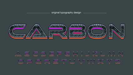 Wall Mural - neon orange and pink outline 3d carbon fiber pattern futuristic font