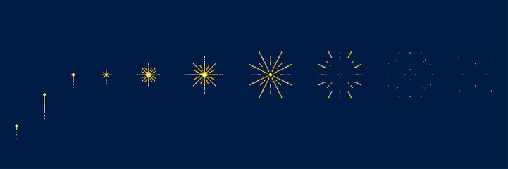 Stages of fireworks explosion