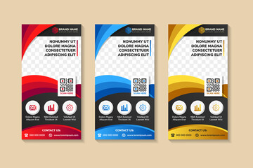 Poster - Abstract Shapes Modern Exhibition Advertising Trend Business Roll Up Banner Stand Poster Brochure flat design template creative concept. Presentation. Cover Publication. modern style