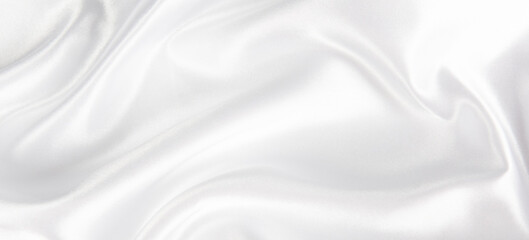 Abstract white silk fabric texture background. Creases of satin