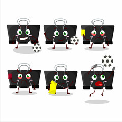 Wall Mural - Binder clip cartoon character working as a Football referee