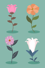 Poster - set of spring flower