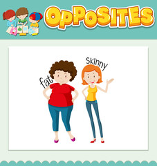 Wall Mural - opposite words for fat and skinny