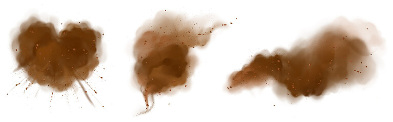 Wall Mural - chocolate or coffee powder burst, splash, explosion brown dust clouds abstract and heart shape with 