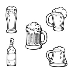 Wall Mural - beverages doodle set drink fresh illustration-01