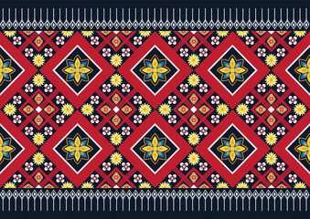 Geometric ethnic flower pattern for background,fabric,wrapping,clothing,wallpaper,Batik,carpet,embroidery style.	