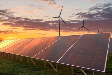 Wall Mural - photovoltaic panels and windmills
