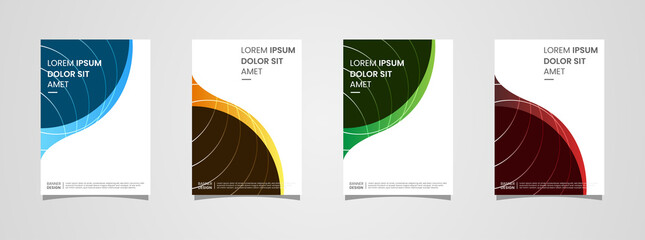 Wall Mural - Set of modern abstract design Cover, Brochure, Flyer, Report, Banner template with red, yellow, green, and blue color for business, company, corporate. Vector graphic illustration.