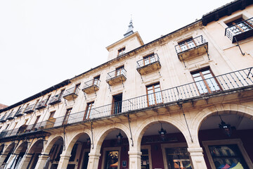 Sticker - LEON, SPAIN - 25 JANUARY, 2020: Local market in Mayor Square in the city center.