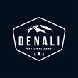 Mount McKinley simple logo illustration, Denali national park emblem patch.