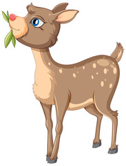 Wall Mural - A cute deer on white background