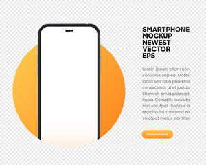 Leinwandbilder - Realistic smart phone mockup mobile isolated vector eps concept with blank touch screens. High detailed 3d vector smartphone in front view ready to show your app design. Template for infographics.