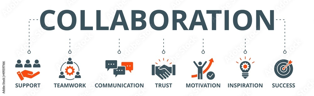 Collaboration banner web icon vector illustration concept for teamwork ...