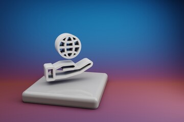 Leinwandbilder - Beautiful abstract illustrations save earth  symbol icon on a  ceramic stand and bright colored background. 3d rendering illustration. Background pattern for design. Save Ecological.