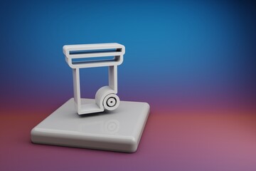 Aufkleber - Beautiful abstract illustrations Recycle  symbol icon on a  ceramic stand and bright colored background. 3d rendering illustration. Background pattern for design. Save Ecological.
