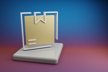 Fototapete - Beautiful abstract illustrations Delivery Tracking symbol icon on a  ceramic stand and bright colored background. 3d rendering illustration. Background pattern for design. Online Shopping.