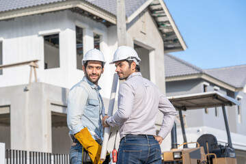Fototapete - construction workers at work
