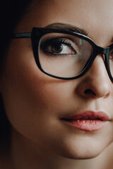 Beautiful Young Woman with Glasses Closeup Shot