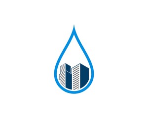 Wall Mural - simple water drop with city building inside