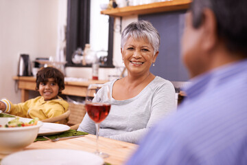 Sticker - Theyll never get my recipes. A happy family eating dinner at home.